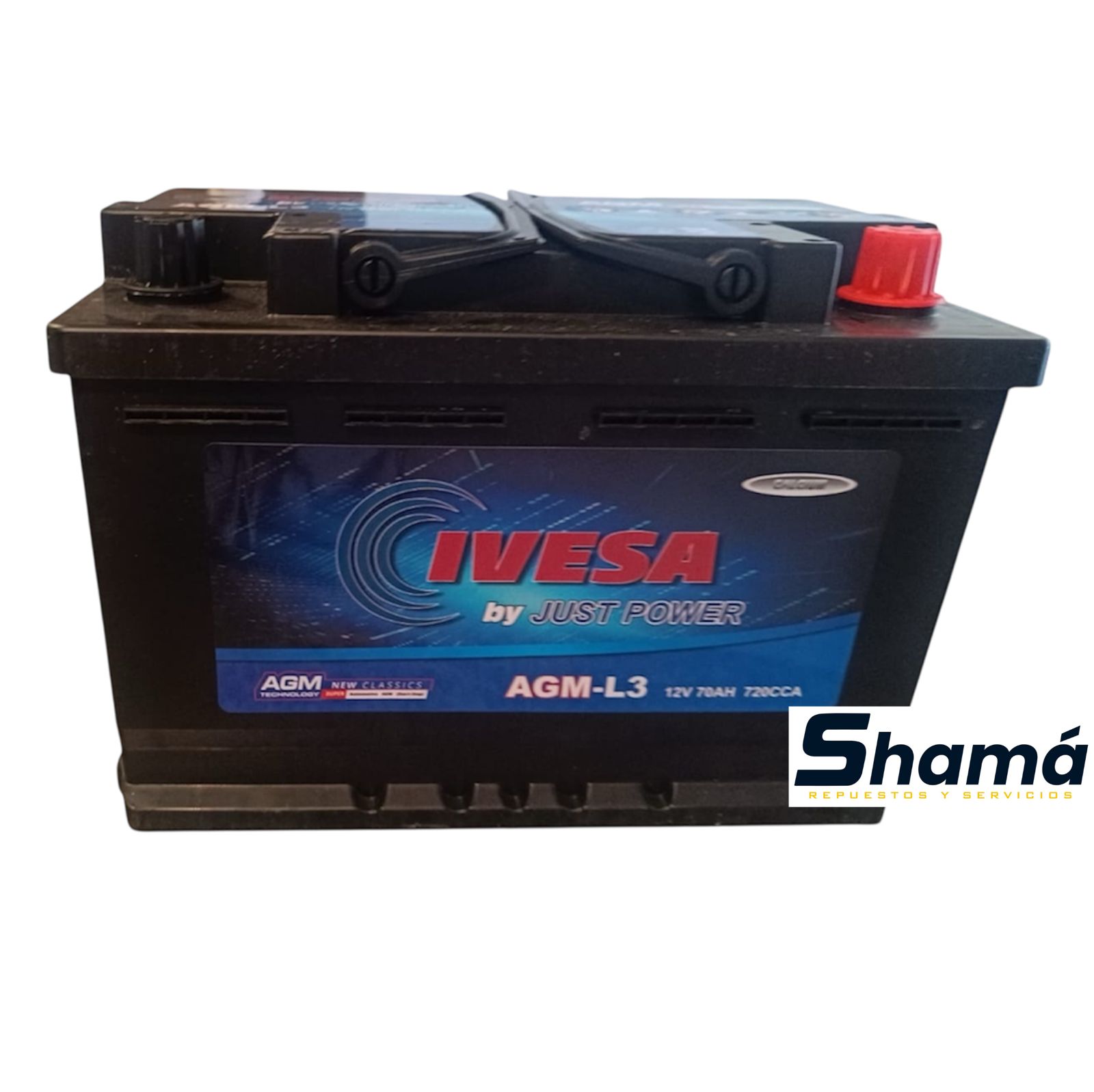 Batería IVESA AGM-L3 12V 70Ah 720CCA – Tecnología AGM para vehículos Start-Stop