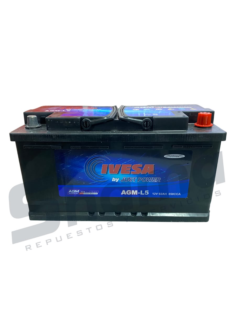 Bateria AGM L5 IVESA 12V 92Ah 850CCA (Tecnología AGM Start-Stop)