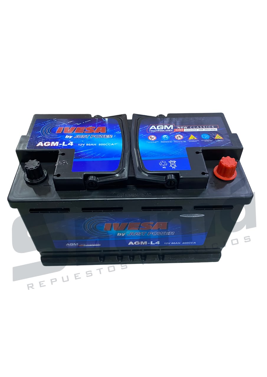Batería AGM-L4 IVESA 12V 80Ah 800CCA (Tecnología AGM Start-Stop)