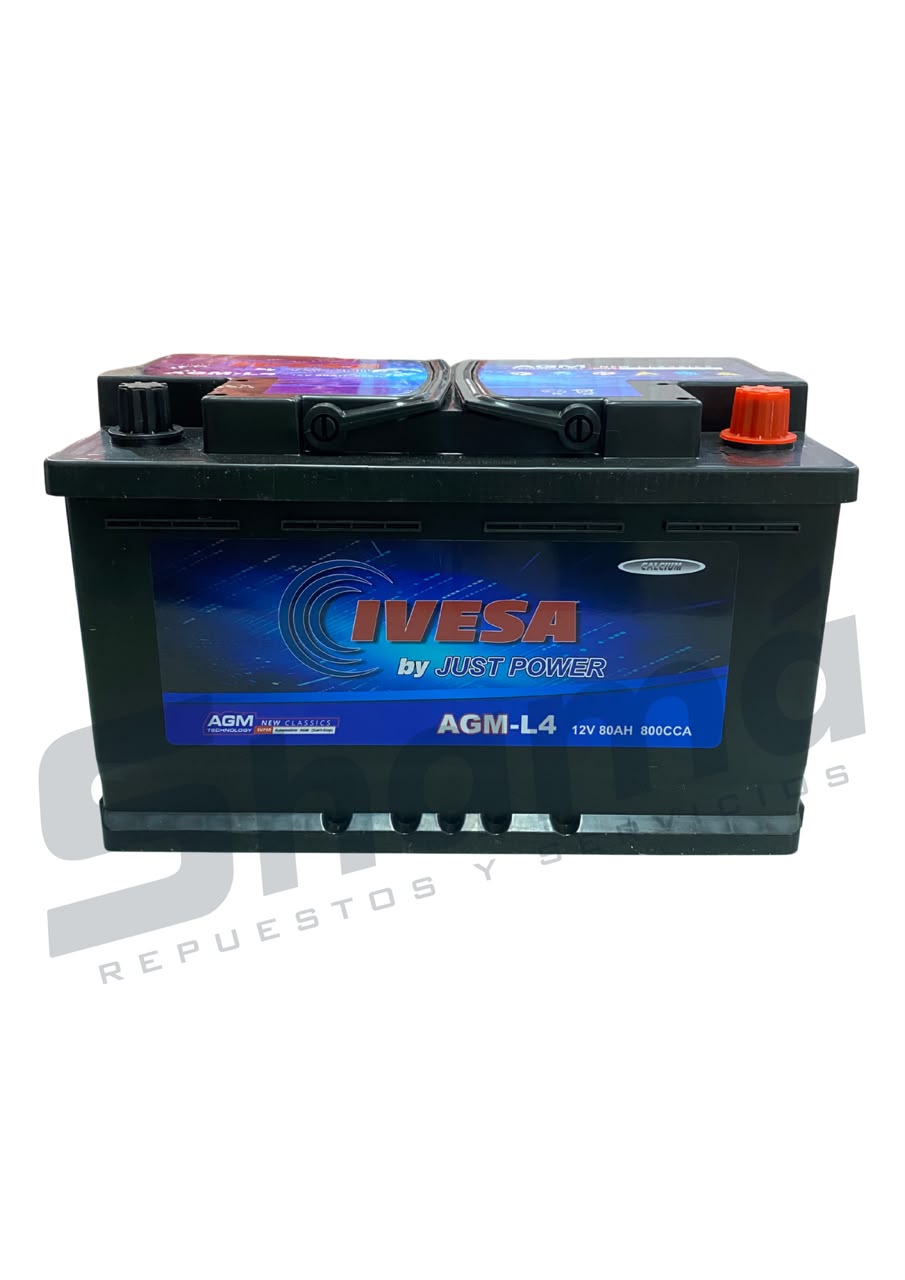 Batería AGM-L4 IVESA 12V 80Ah 800CCA (Tecnología AGM Start-Stop)